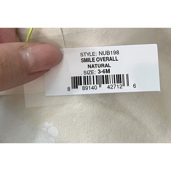 NUNUNU Beige Natural Smile Overall Babies One Piece Bodysuit Jumpsuit Size 3-6M - Picture 4 of 5